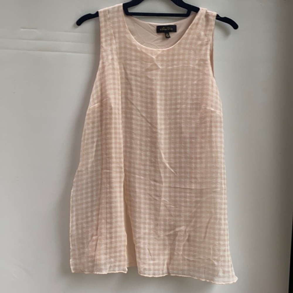 Melissa Paige Peach Gingham Layered Sleeveless Tunic Top XS